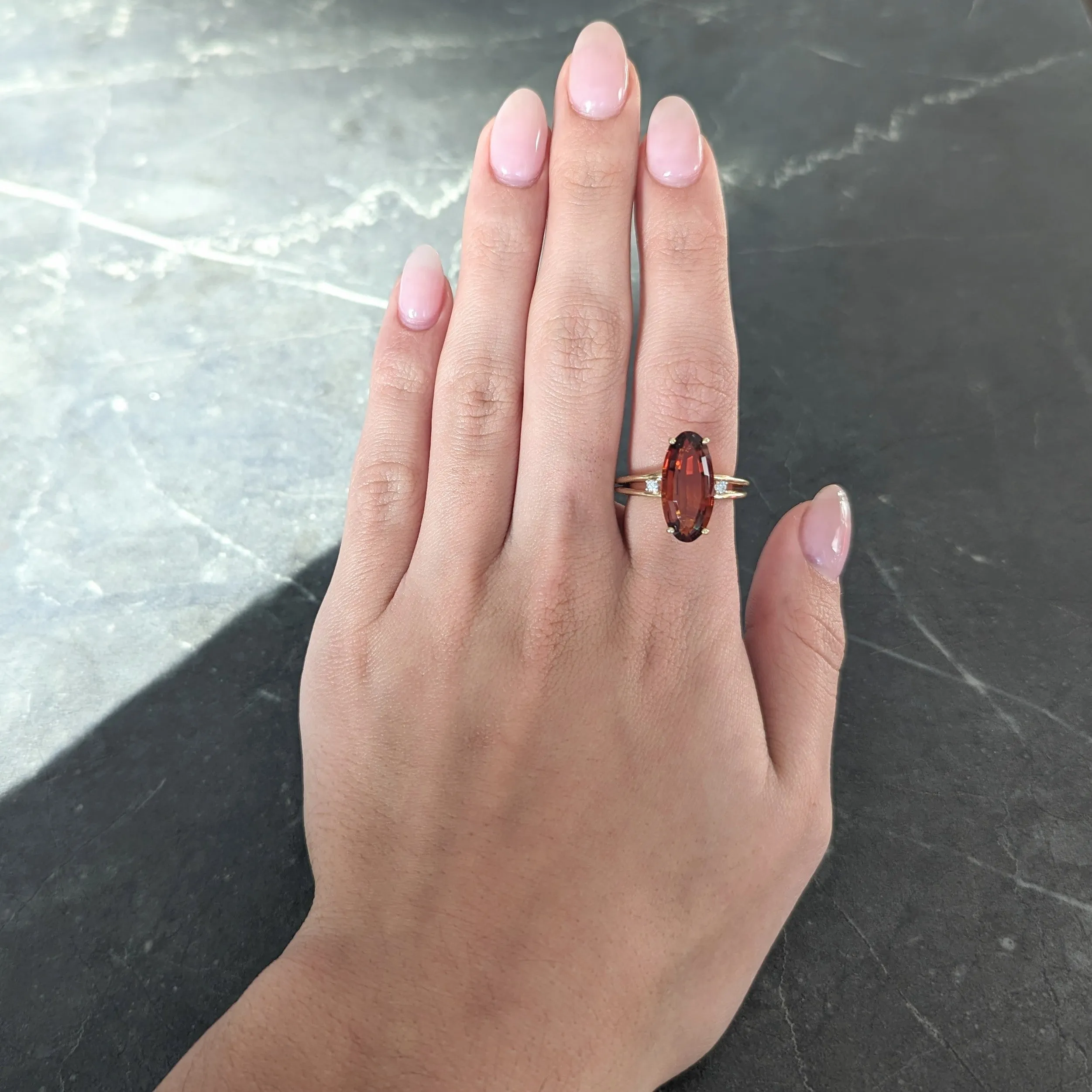 Mid-Century 4.68 CTW Oval Cut Citrine Diamond 14 Karat Yellow Gold Wire Vintage Cocktail Ring