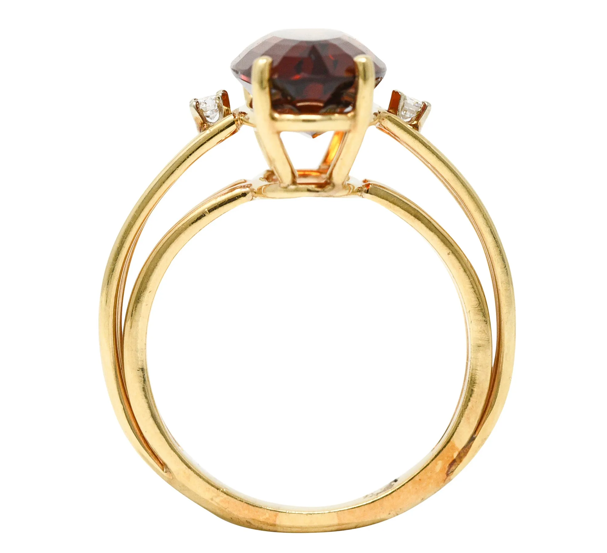 Mid-Century 4.68 CTW Oval Cut Citrine Diamond 14 Karat Yellow Gold Wire Vintage Cocktail Ring