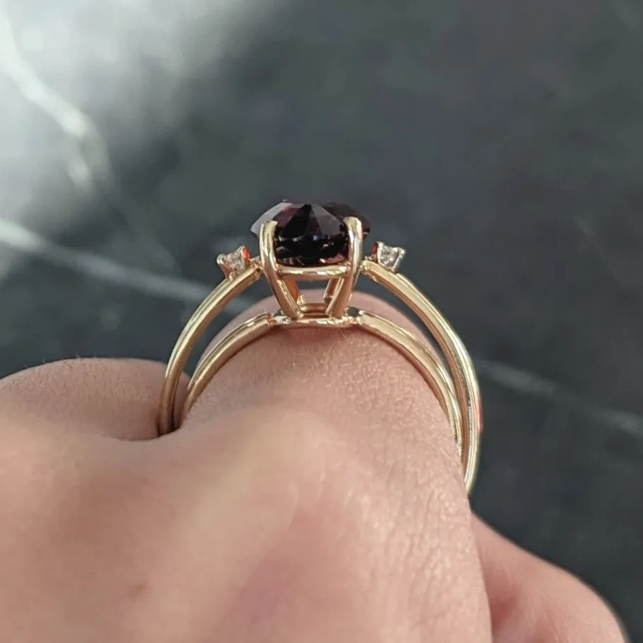Mid-Century 4.68 CTW Oval Cut Citrine Diamond 14 Karat Yellow Gold Wire Vintage Cocktail Ring