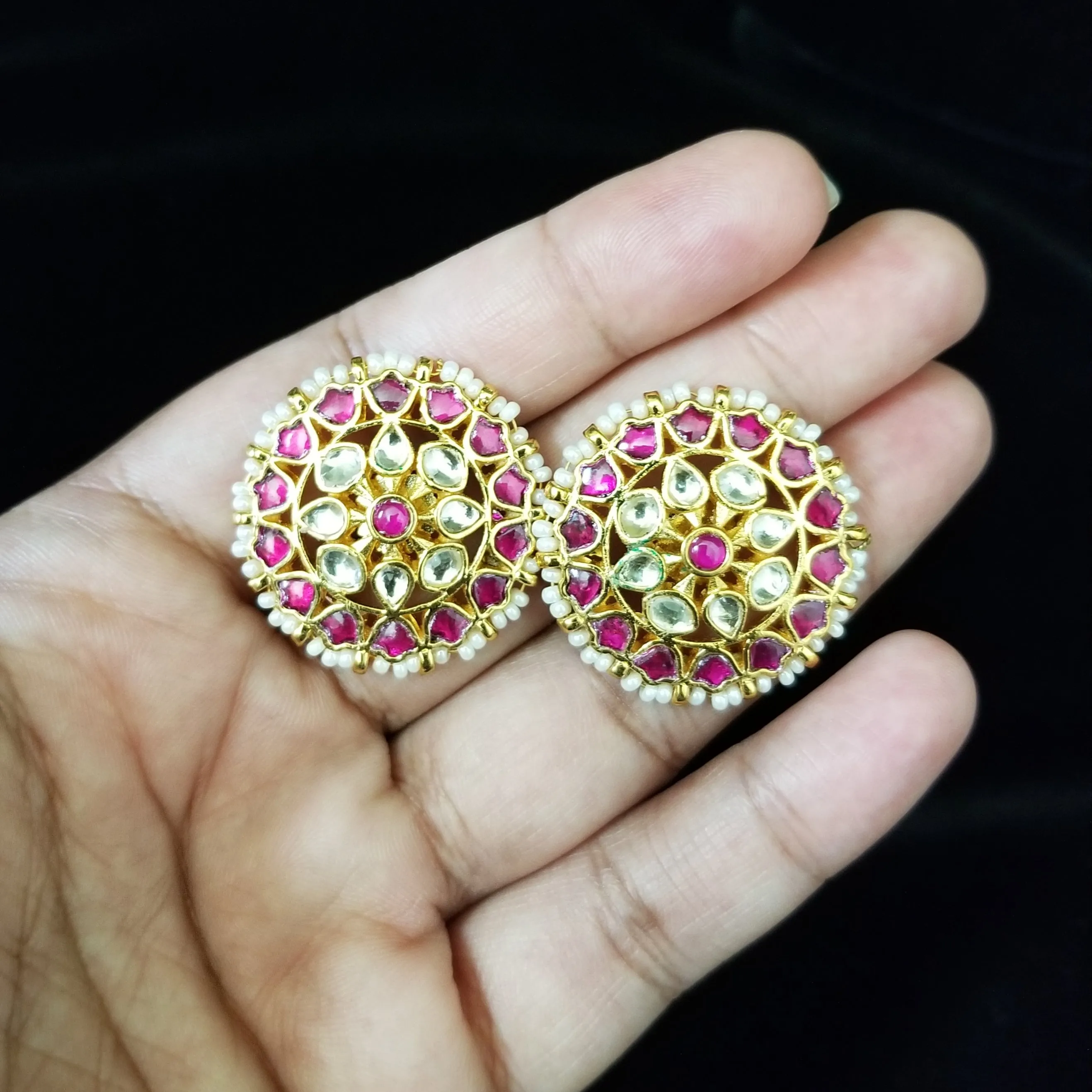 Mid Length Pachi Kundan Pearl Maala With Gold Plating