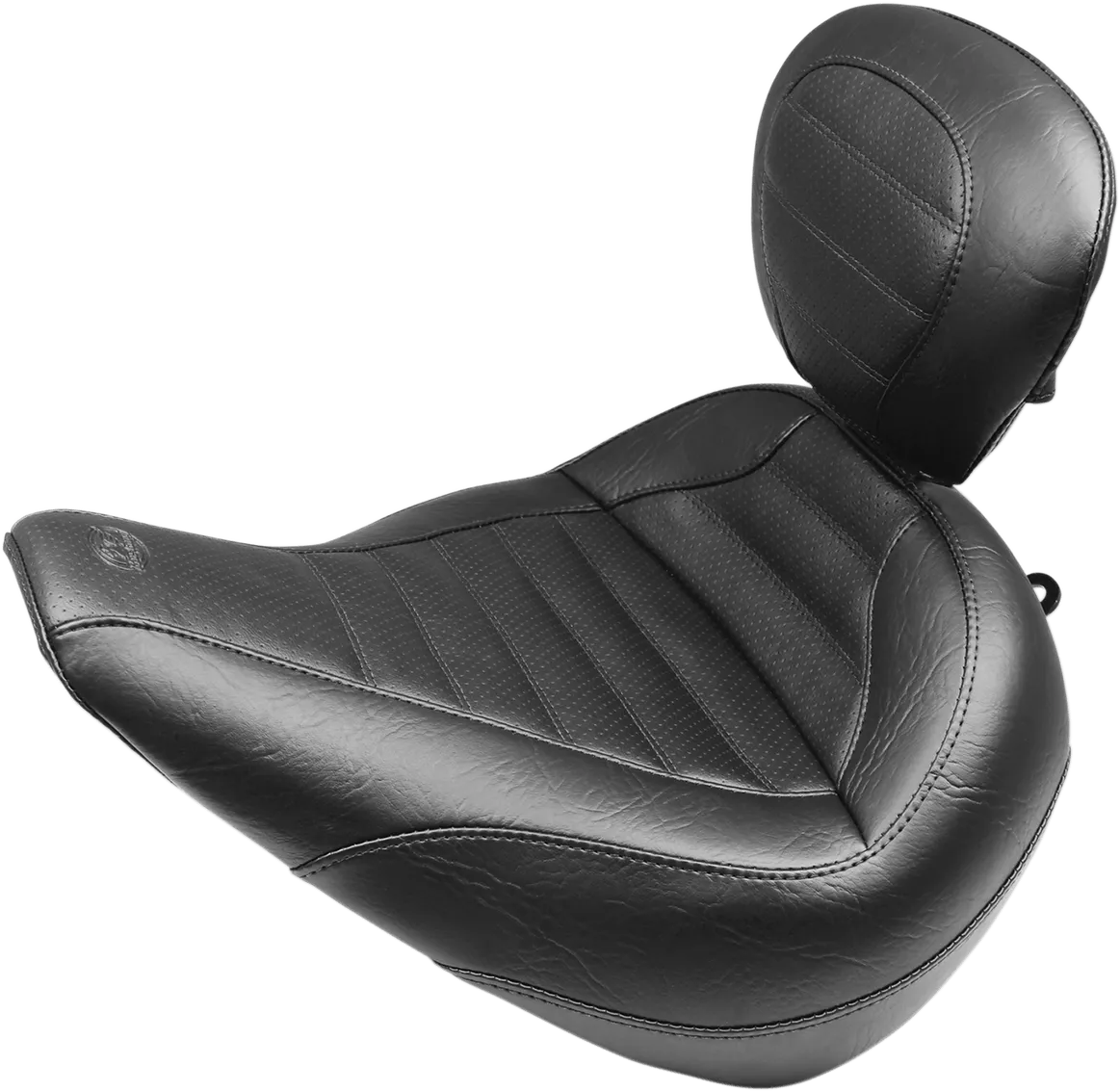 Mustang 79022 Standard Touring Seat with Backrest - Tuck and Roll - Black