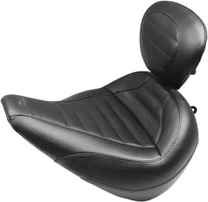 Mustang 79022 Standard Touring Seat with Backrest - Tuck and Roll - Black