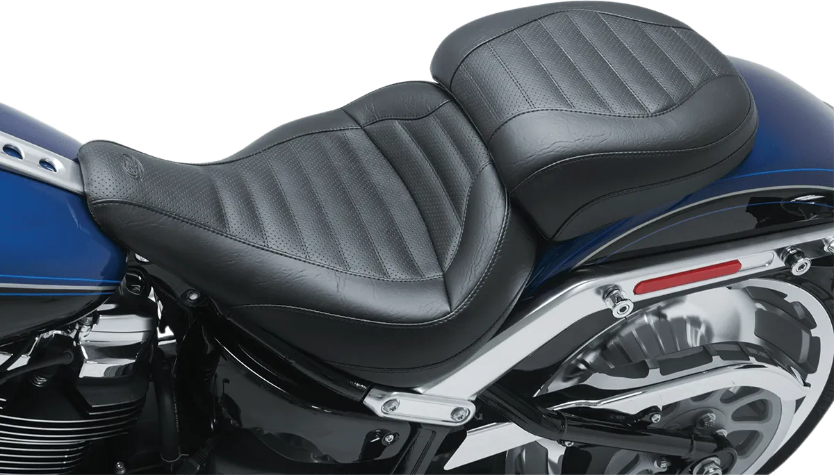 Mustang 79022 Standard Touring Seat with Backrest - Tuck and Roll - Black