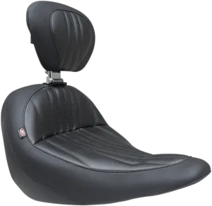 Mustang 79041 Standard Touring Seat with Backrest - Dagger Stitch - Black