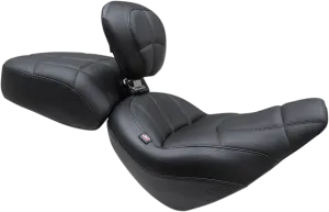 Mustang 79495 Standard Touring Passenger Seat with Backrest - Cube Stitch - Black