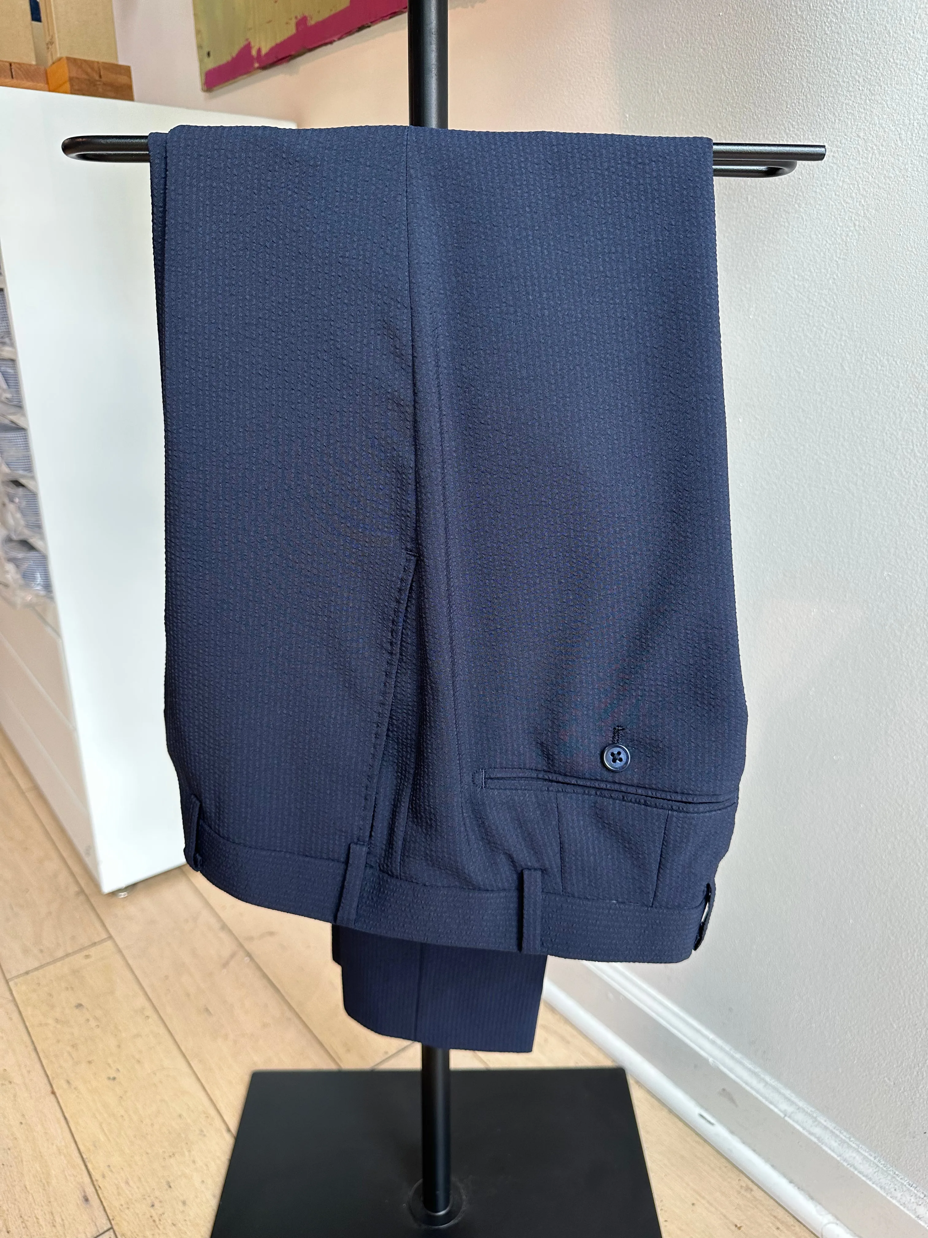 Navy Seersucker Premium Suit Pants
