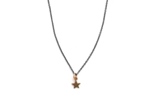 necklace / silver tiny brass STAR charm