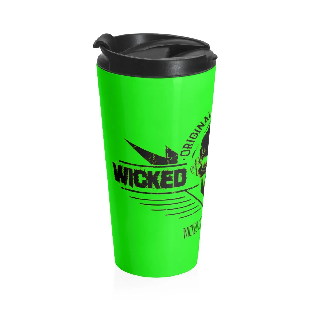 Neon Green/ Wicked Music /Stainless Steel Travel Mug