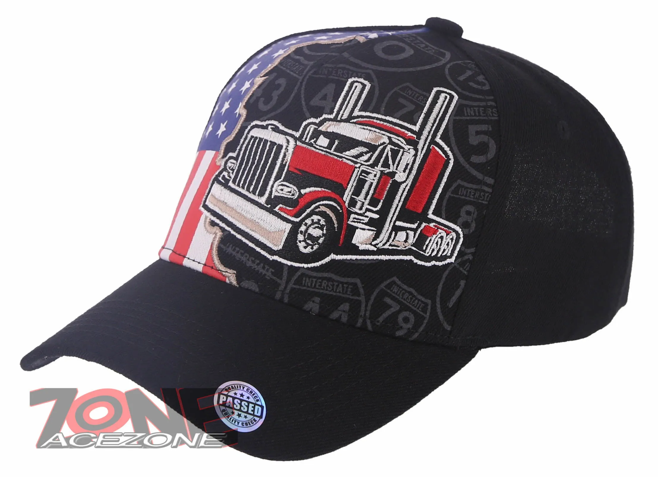 NEW! BIG TRUCK TRUCKER USA FLAG BASEBALL CAP HAT BLACK