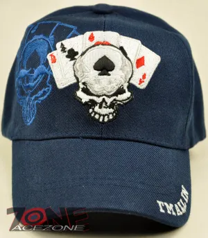 NEW! I'M ALL IN SKULL POKER TEXAS HOLD'EM SHADOW CAP HAT NAVY