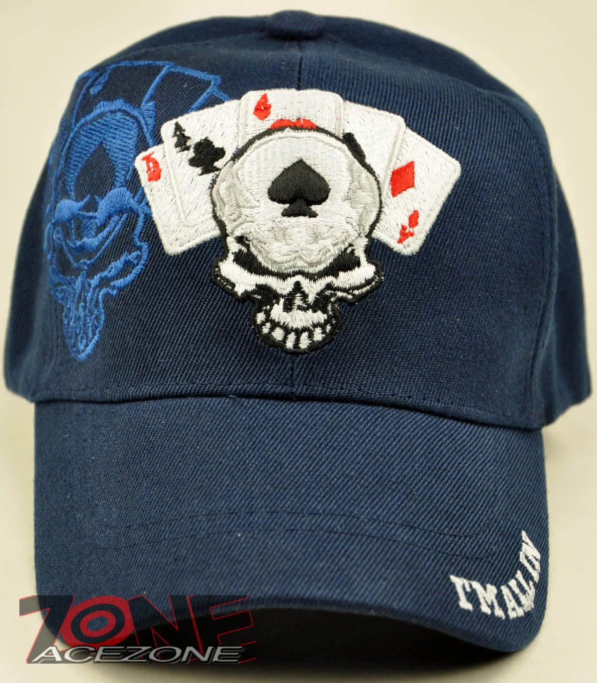 NEW! I'M ALL IN SKULL POKER TEXAS HOLD'EM SHADOW CAP HAT NAVY
