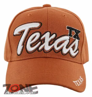 NEW! TEXAS TX LONE STAR STATE BIG TEXAS TX BALL CAP HAT ORANGE