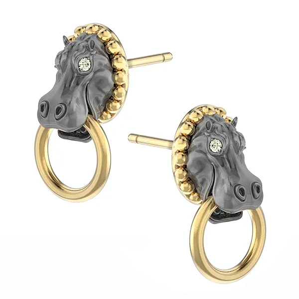 Nile Hippo Diamond Earring Studs
