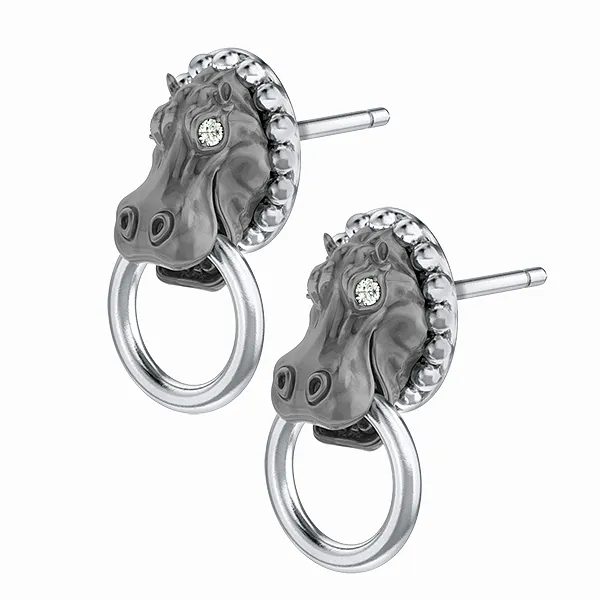 Nile Hippo Diamond Earring Studs