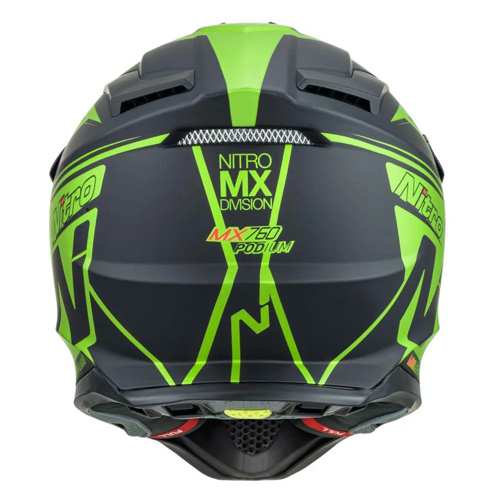 Nitro - MX760 Satin Black/Fluro Green Helmet