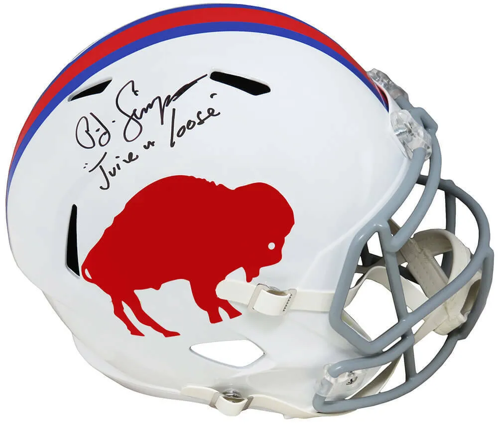 OJ Simpson Signed Bills TB Riddell FS Speed Rep Helmet w/Juice Is Loose - SS COA