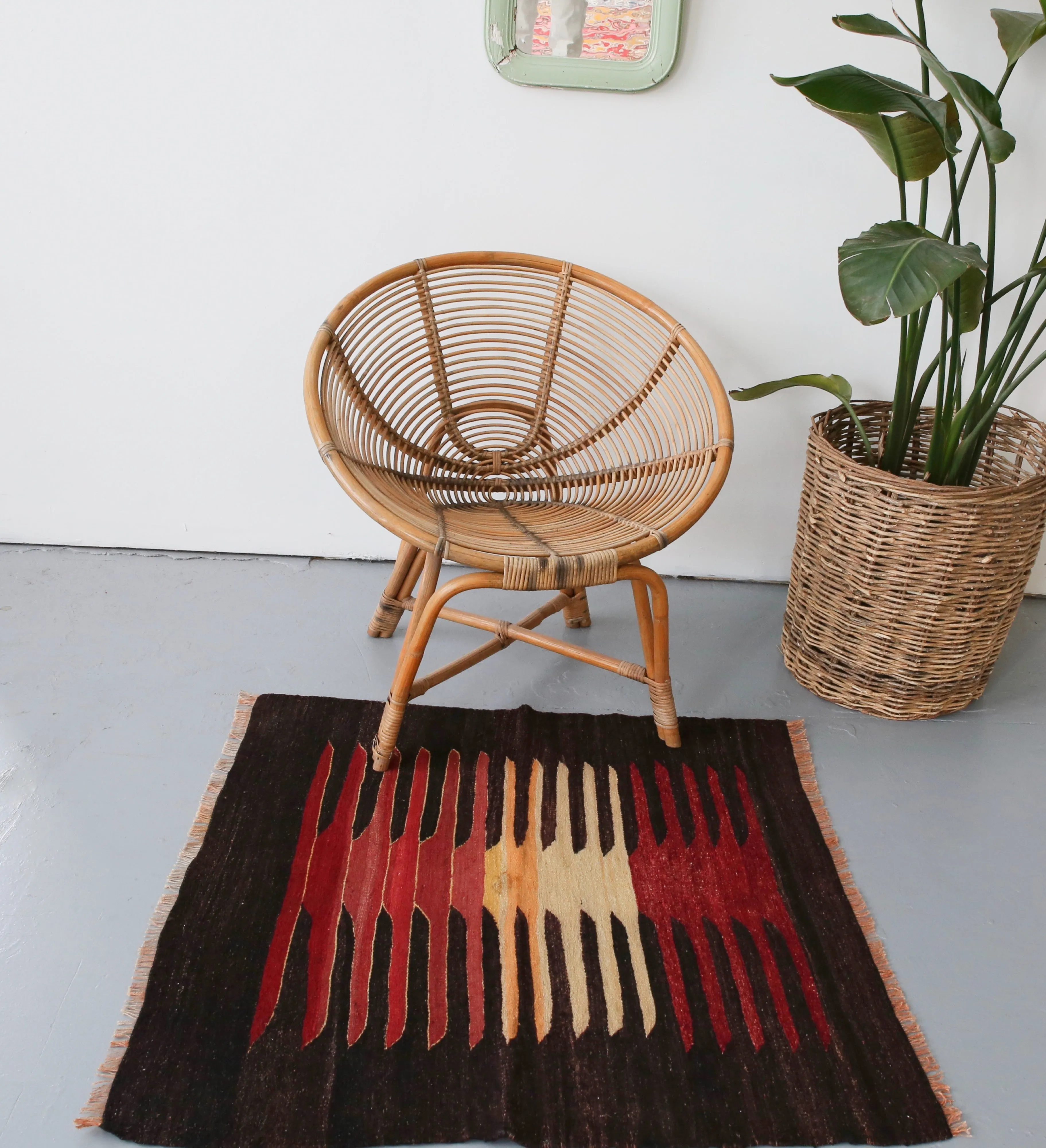Old Mini Milas Kilim 3.3ftx3.3ft