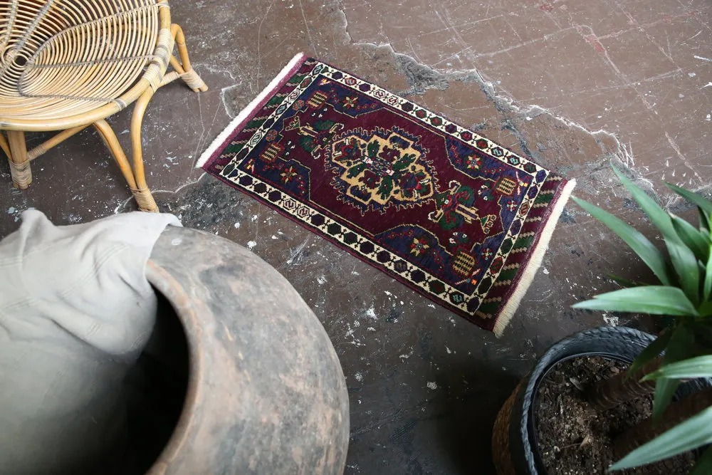 Old Mini Turkish Rug 1.10ftx3.4ft