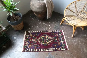 Old Mini Turkish Rug 1.10ftx3.4ft