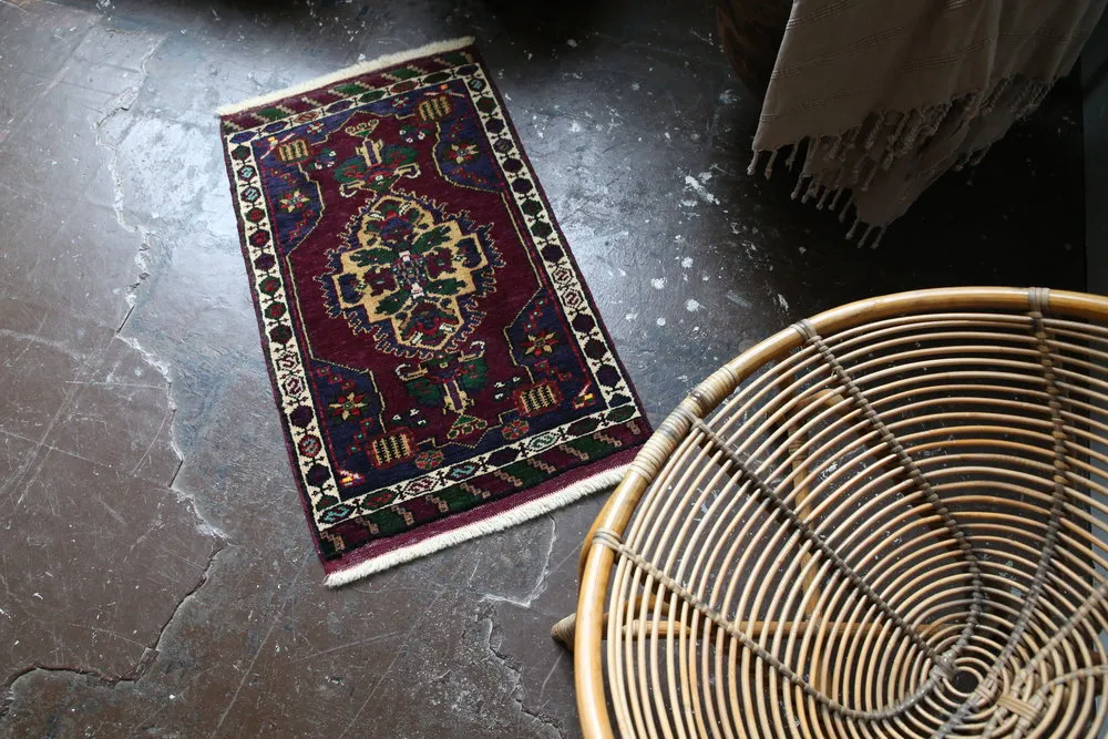 Old Mini Turkish Rug 1.10ftx3.4ft