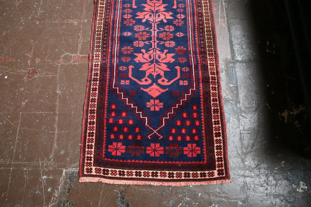 Old Mini Turkish Rug 2x4.2ft