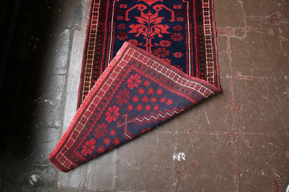 Old Mini Turkish Rug 2x4.2ft