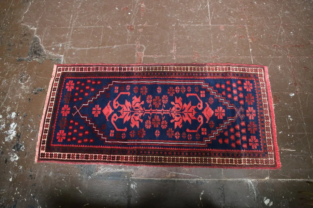 Old Mini Turkish Rug 2x4.2ft