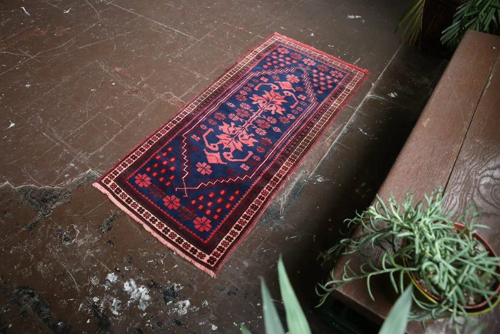 Old Mini Turkish Rug 2x4.2ft