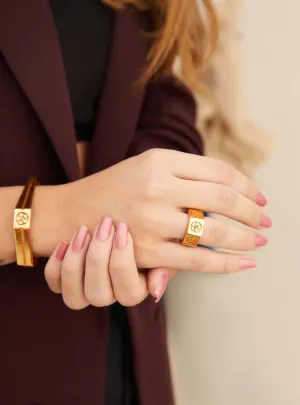 Outhouse   I   Oh Poppi Manhattan Bolt Ring Brass, Gold Accessories OHAW21RI071