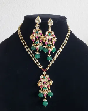 Pachi Kundan Beads Chain Set With Gold Plating