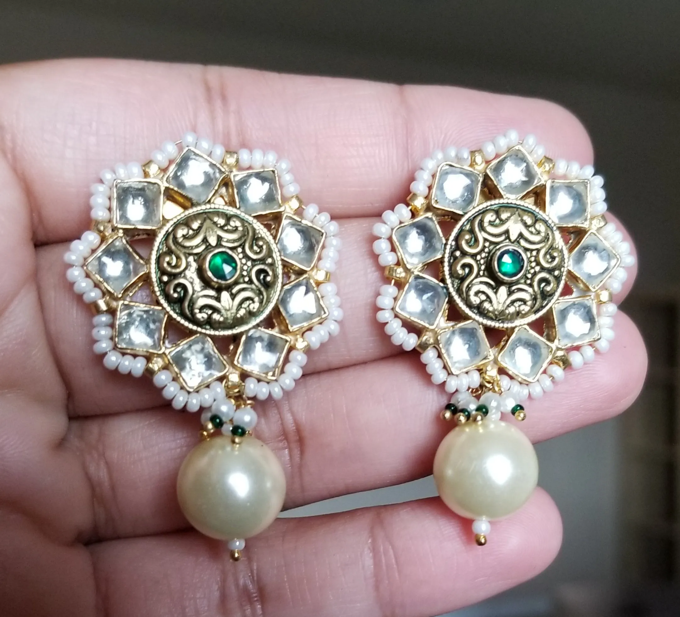 Pachi Kundan Beads Choker Set With Gold Plating