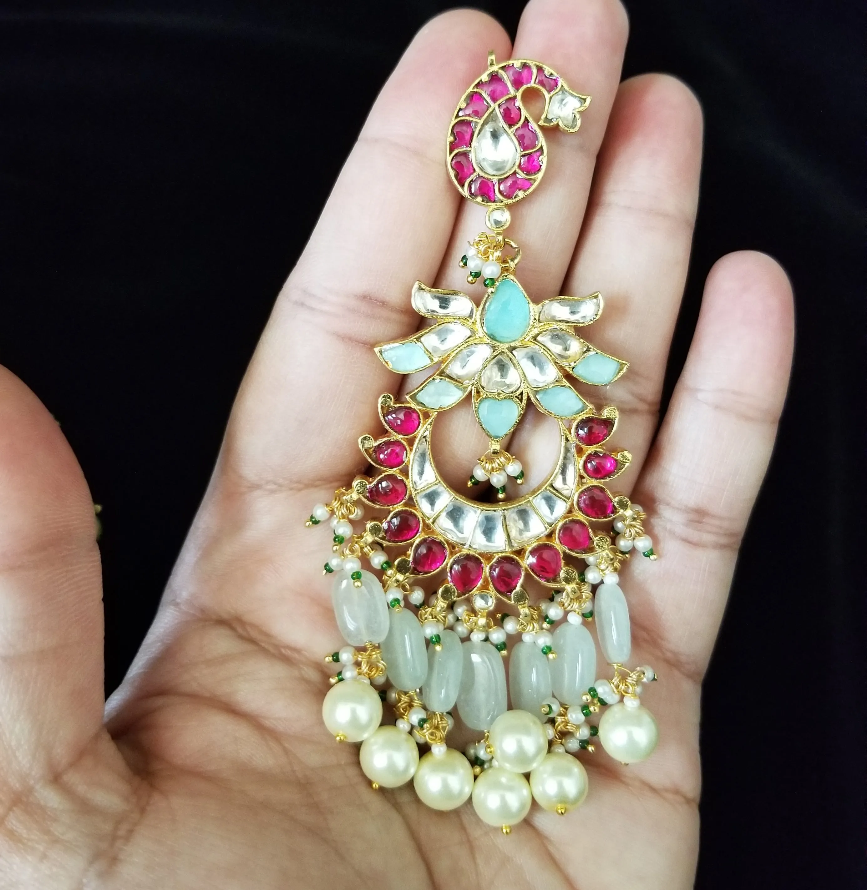 Pachi Kundan Chandbalis With Hard Gold Plating