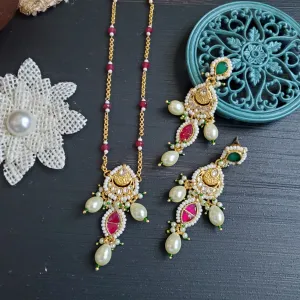 Pachi Kundan Delicate Chain Set With Gold Plating