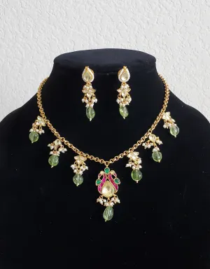 Pachi Kundan Peacock Pendant Set With Gold Plating B20