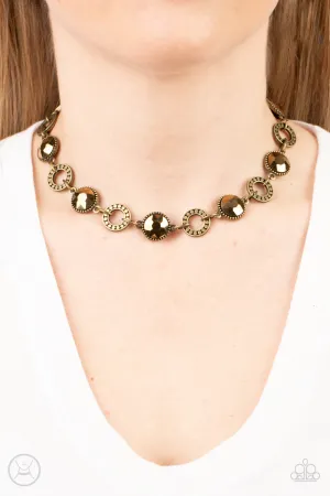 Paparazzi Rhinestone Rollout Necklace Brass