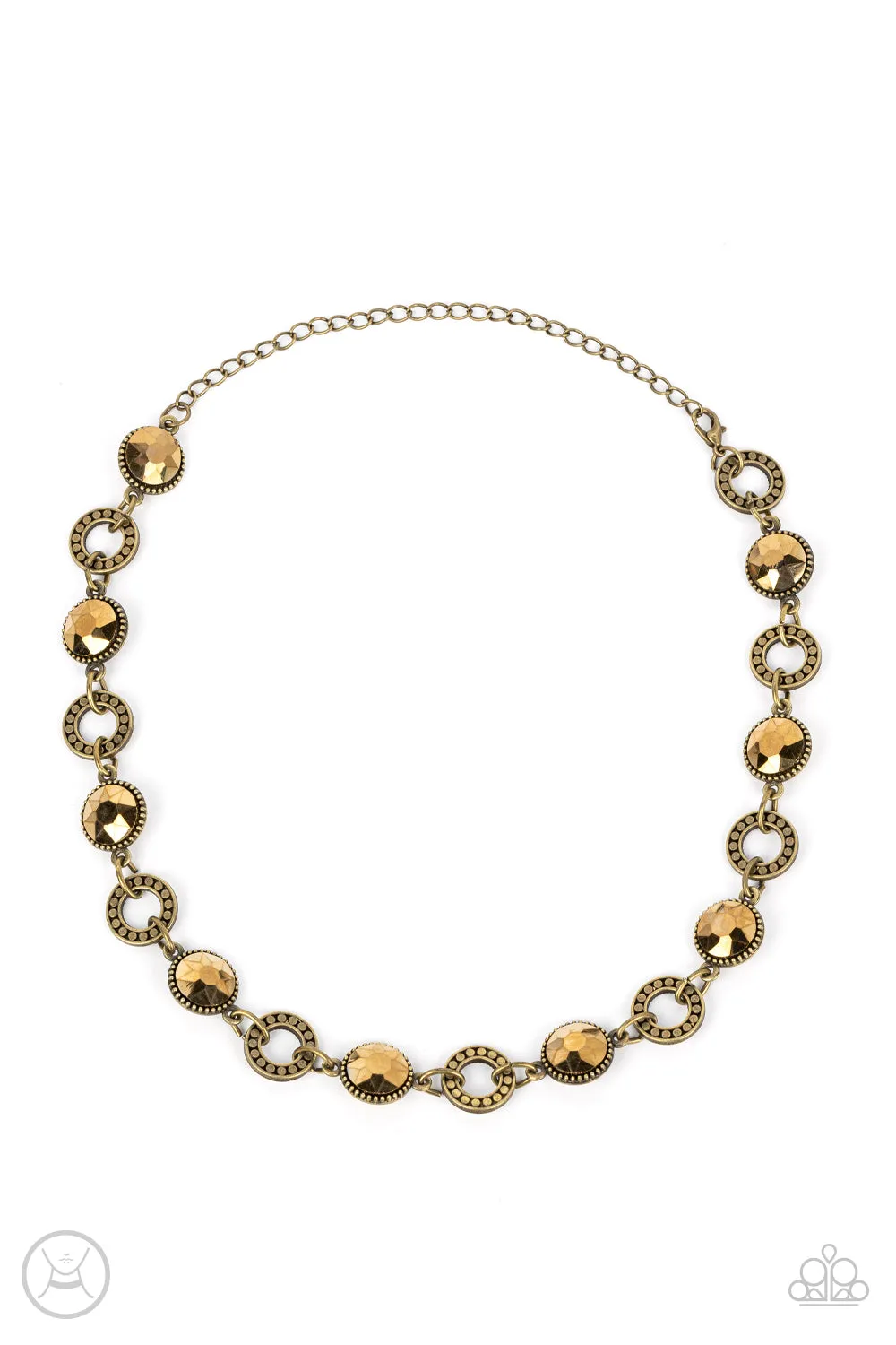 Paparazzi Rhinestone Rollout Necklace Brass