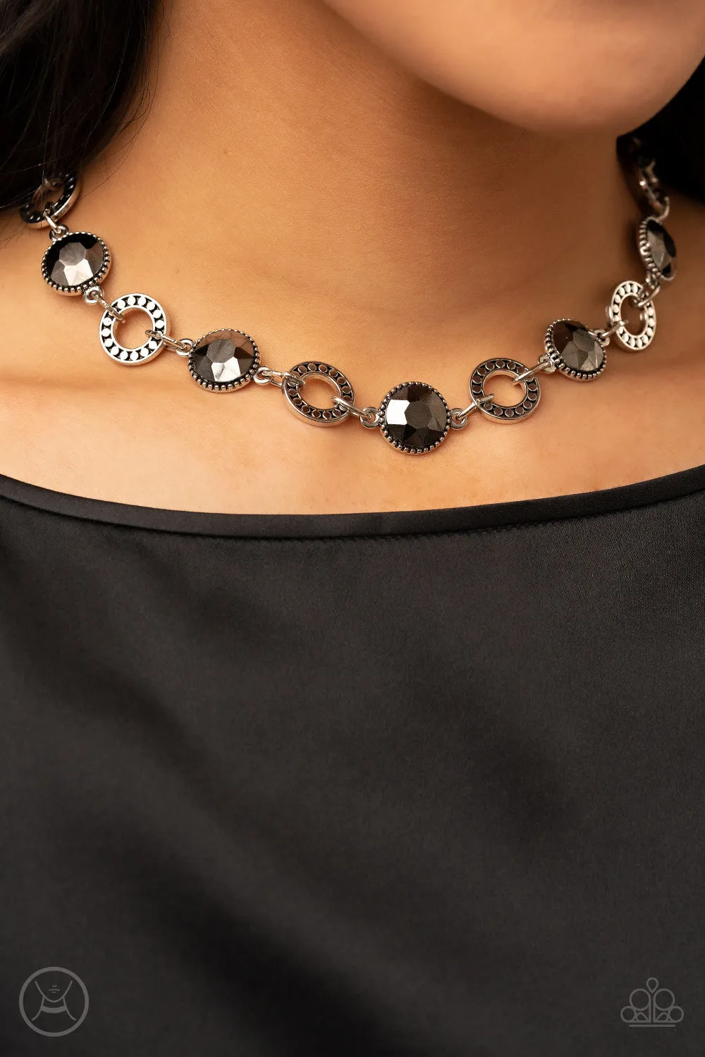 Paparazzi Rhinestone Rollout - Silver Choker Necklace