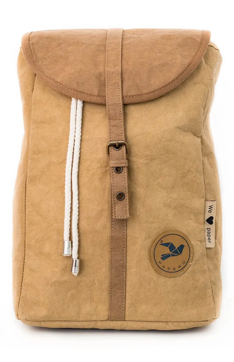 PAPERO Rucksack OWL aus Kraft Papier 13 L leicht, reißfest und wasserfest vegan, nachhaltig