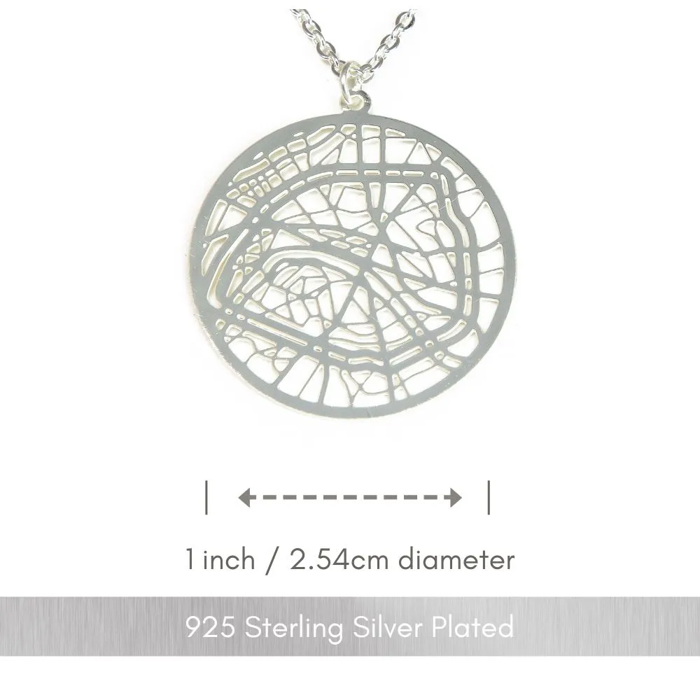 Paris Silver - City Map Necklace