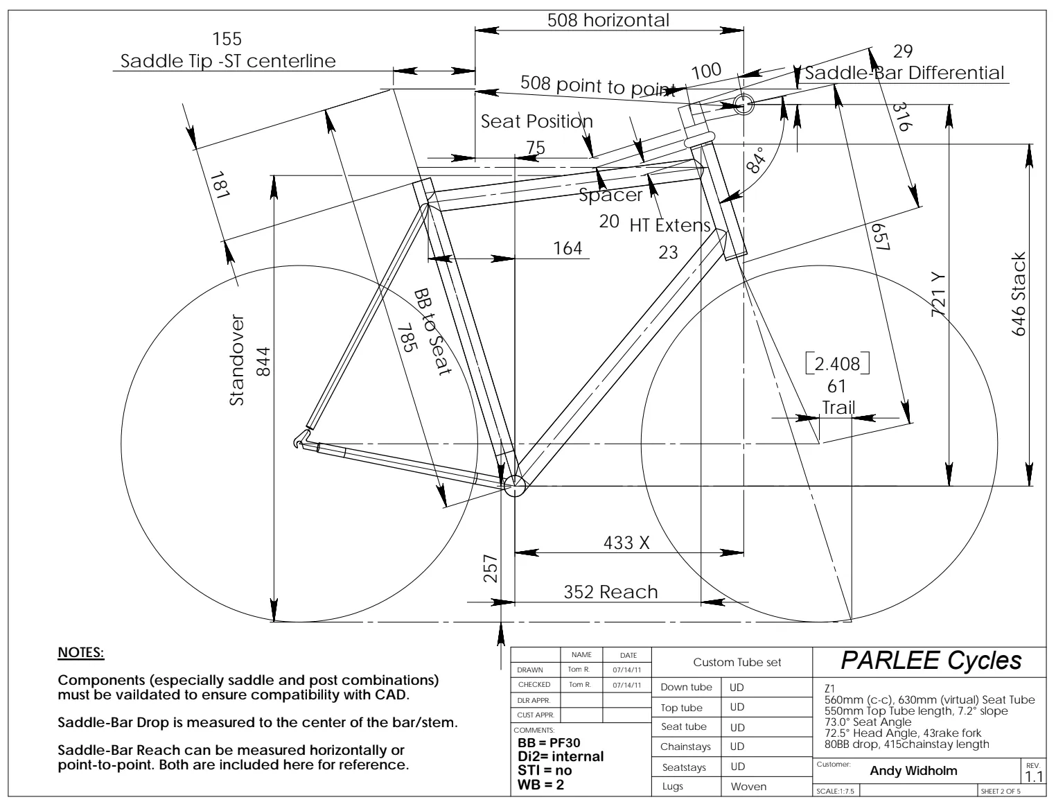 PARLEE Z-1 Rim Brake Custom Frameset
