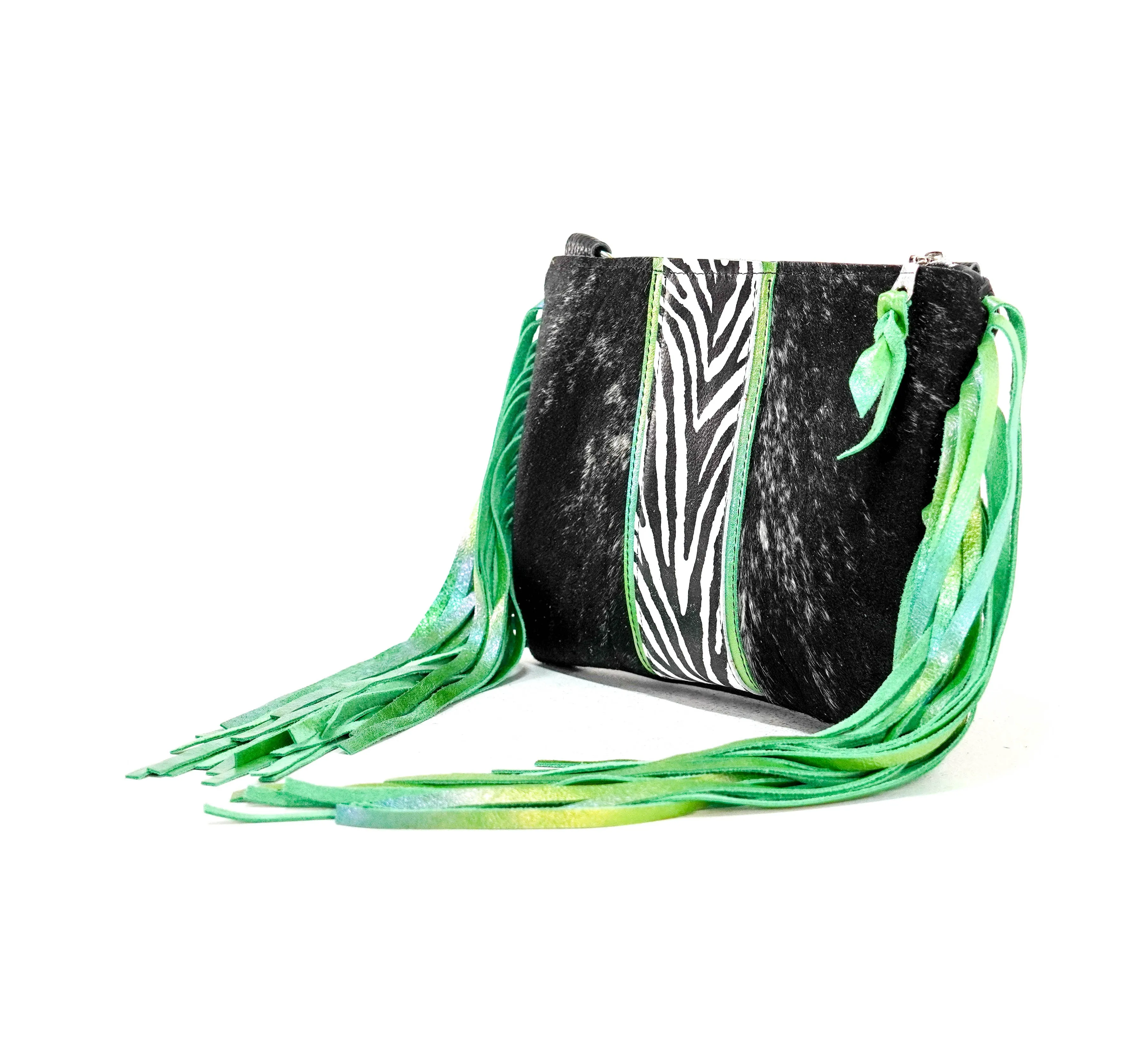 Patsy - Salt & Pepper w/ Zebra Leather