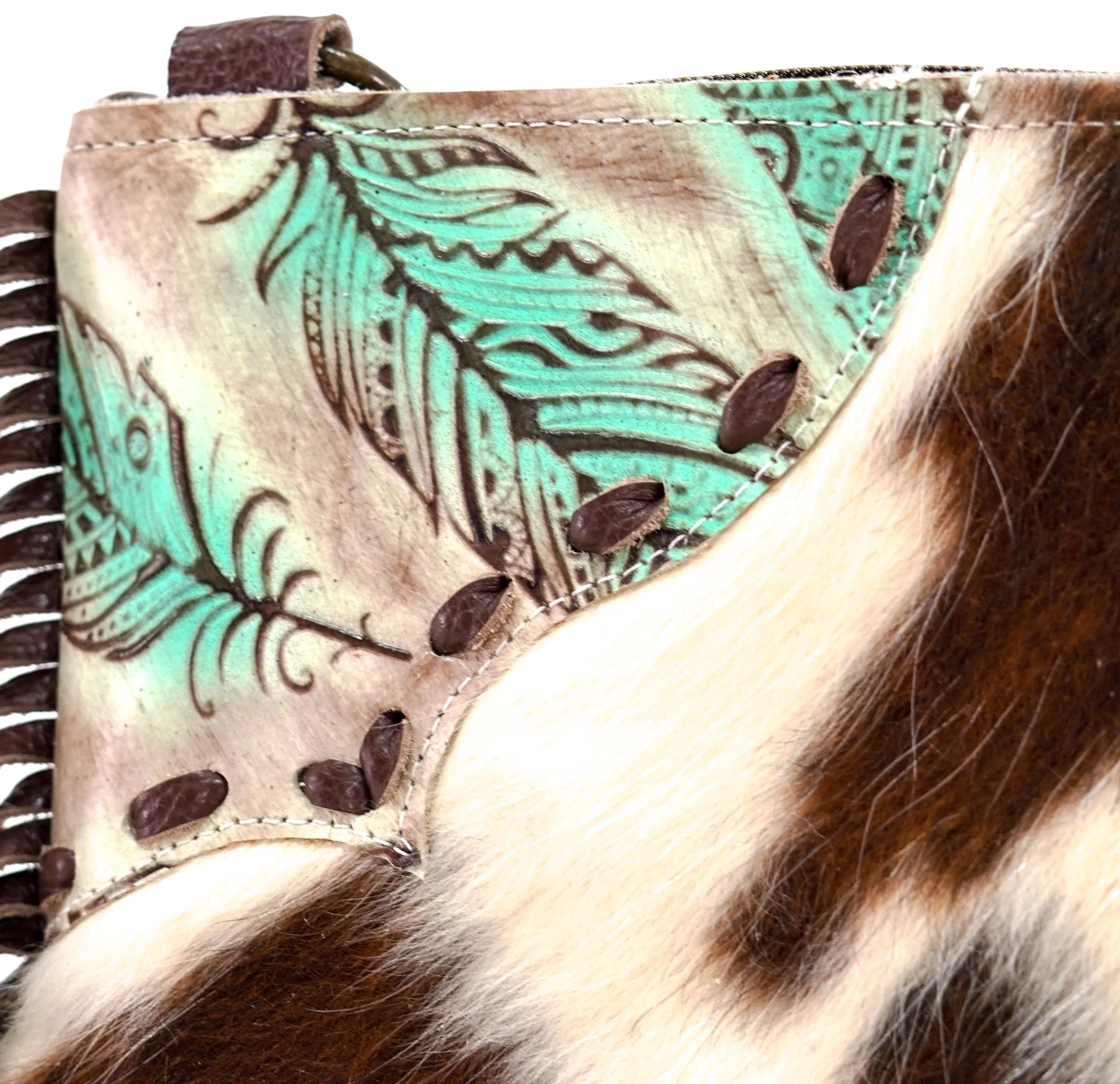 Patsy - Tricolor w/ Turquoise Feathers