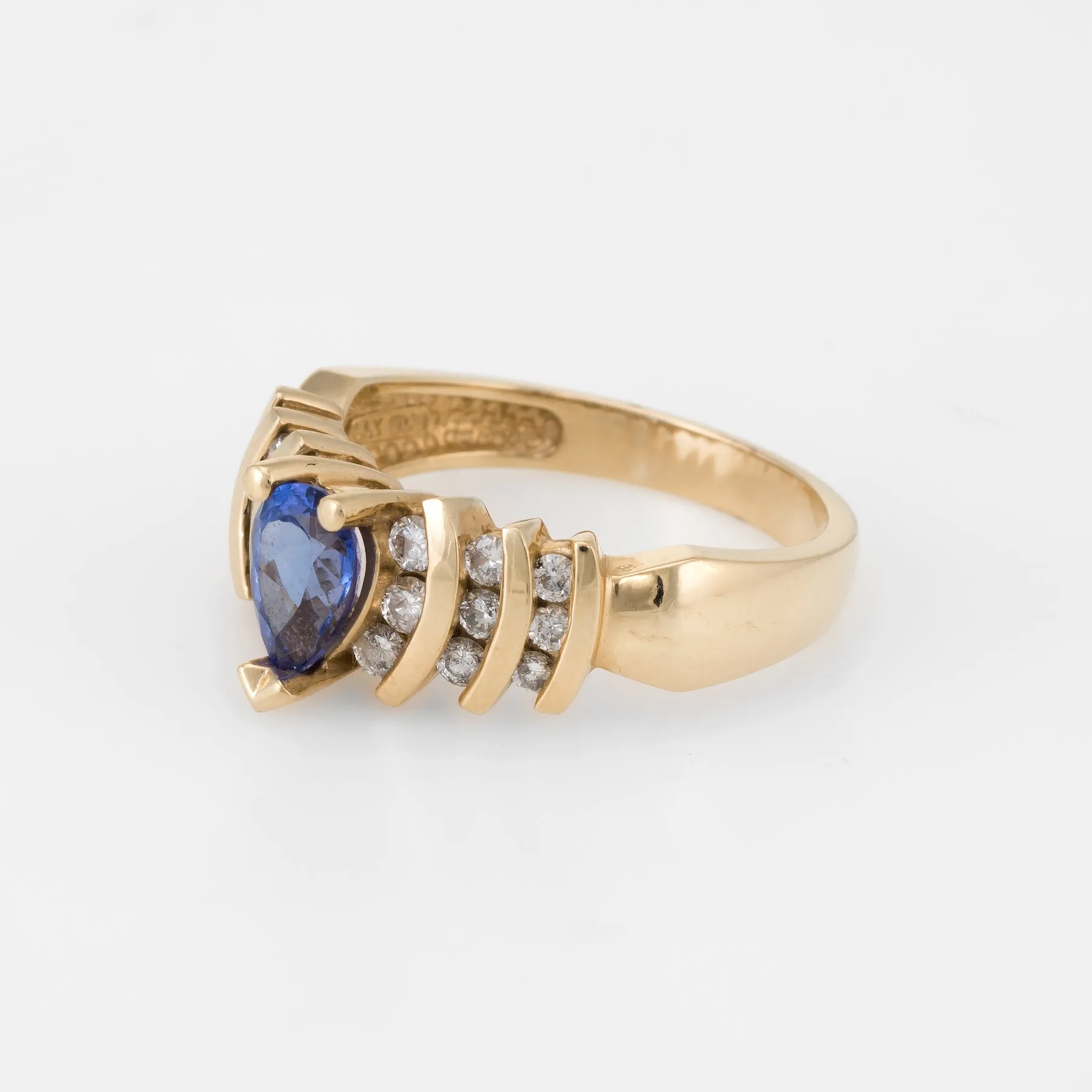 Pear Cut Tanzanite Diamond Ring Vintage 14k Yellow Gold Estate Fine Jewelry Sz 7
