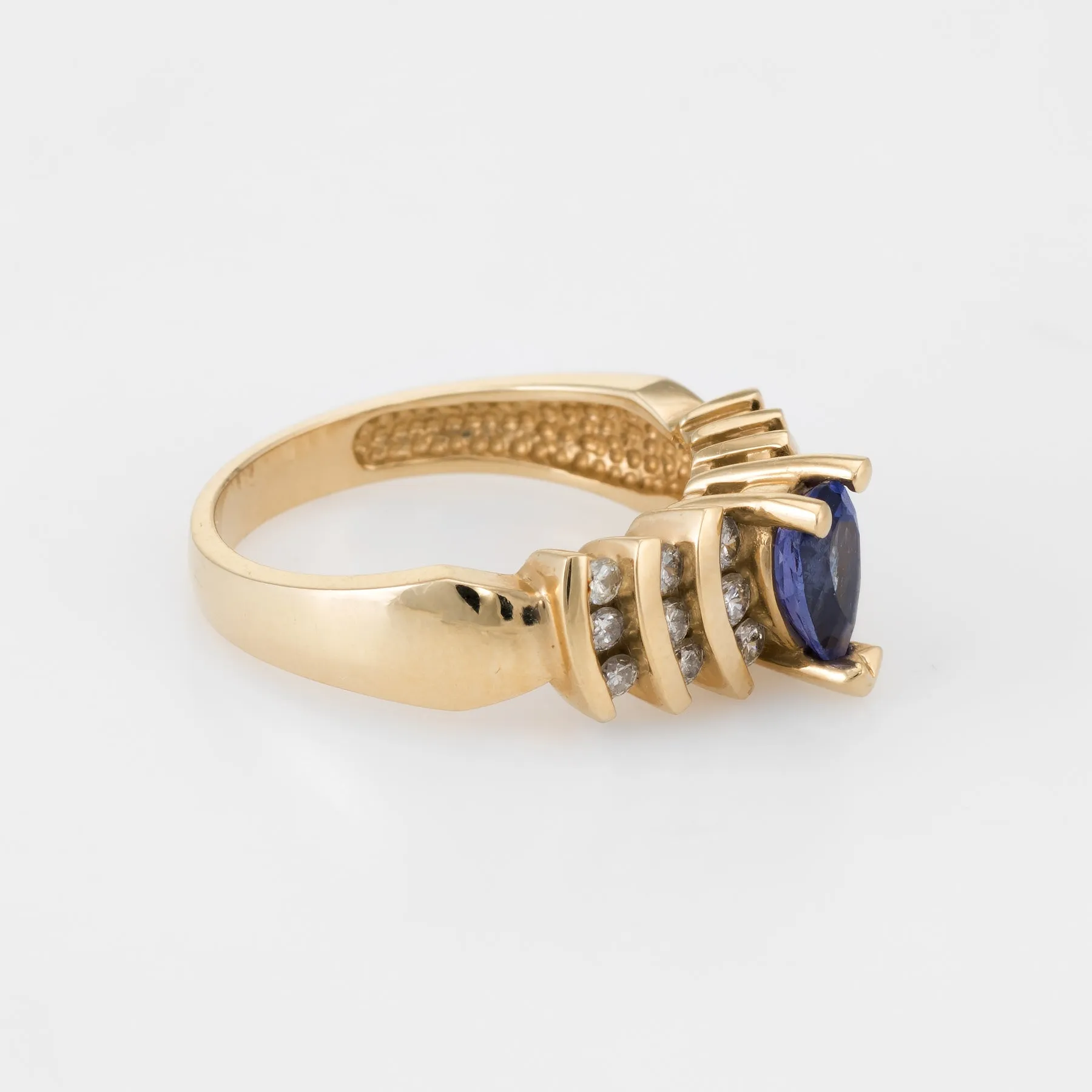 Pear Cut Tanzanite Diamond Ring Vintage 14k Yellow Gold Estate Fine Jewelry Sz 7