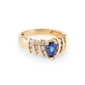 Pear Cut Tanzanite Diamond Ring Vintage 14k Yellow Gold Estate Fine Jewelry Sz 7
