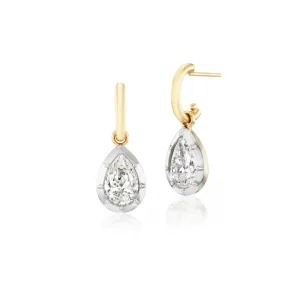 Pear Diamond Bezel Drop Earrings
