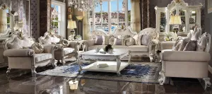 Picardy Fabric & Antique Pearl Oversized Sofa
