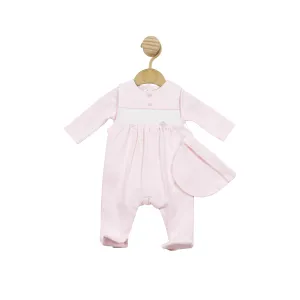 Pink Smocked Tiny Baby Body, Dungaree and Hat