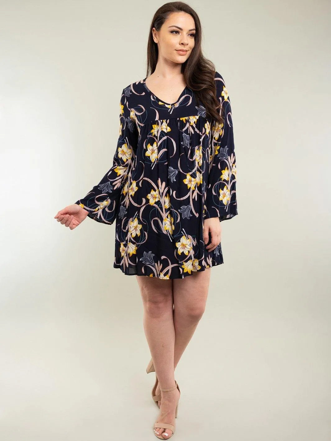 PLUS SIZE FLORAL MINI DRESS