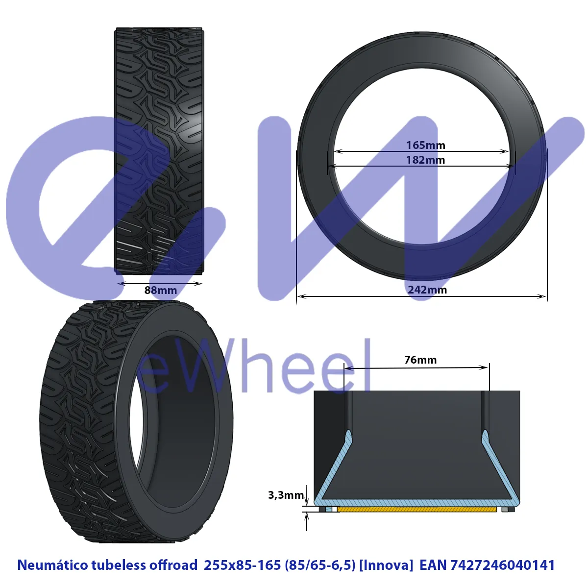 Pneu tubeless 85/65-6.5 [Innova]